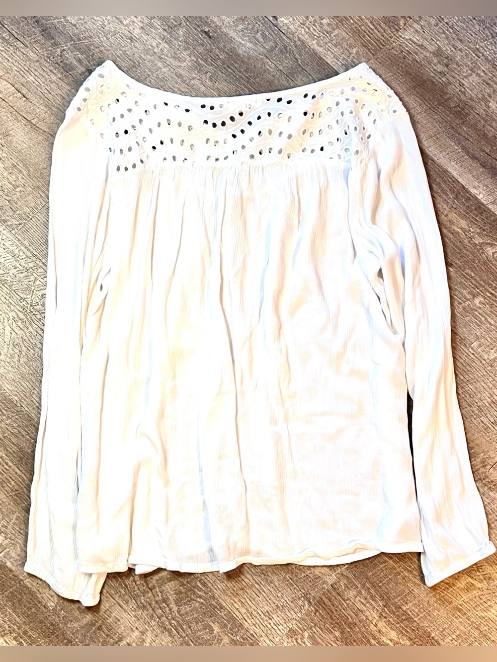 Lascana Venus White Eyelet Boho Tassel Blouse Long Sleeve Women’s L - Picture 9 of 11
